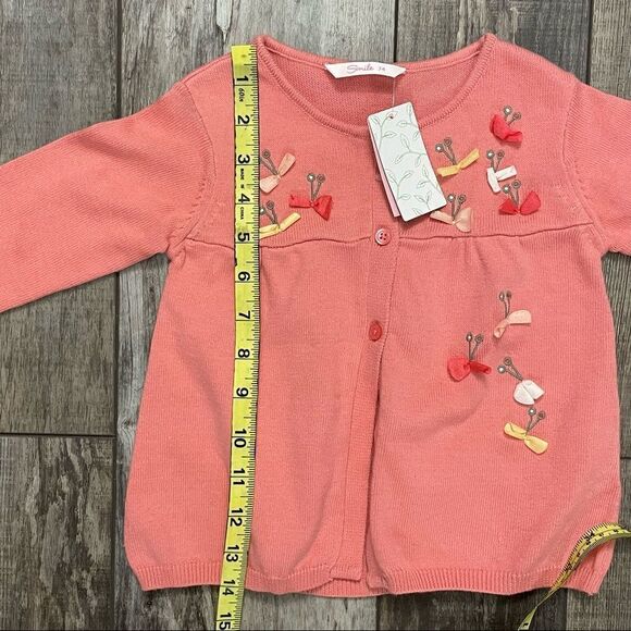 NWT Smile Brand Coral Baby Girl Button Up Sweater With Embroidery 12 months - Picture 10 of 10